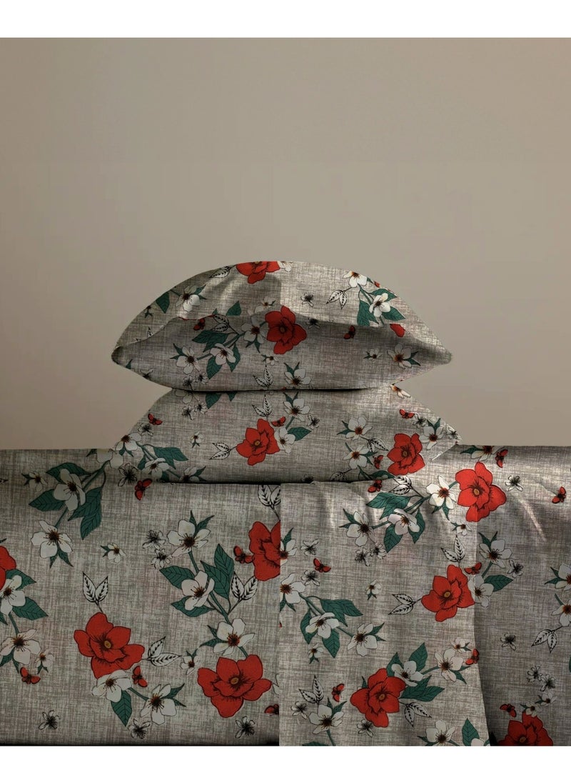 Linen Thread Flat Bed Sheet Set Rose Red - High Quality Microfiber 200GSM Light Weight - Everyday Use Bed Sheet Printed Sizes Queen  - Image 4