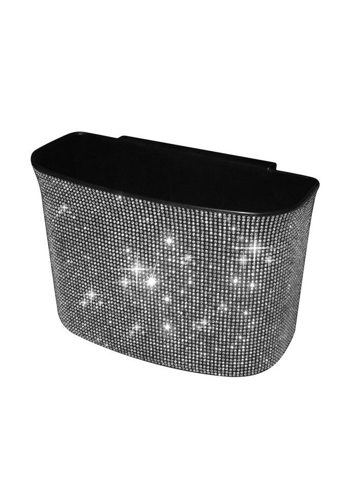Excefore Car Trash Can, Hanging Wastebasket with Sparkling Rhinestones,  for Desk Car small-trash Portable Mini Dustbin, Vehicle Litter Storage Accessories, Office Kitchen Home  - Image 1