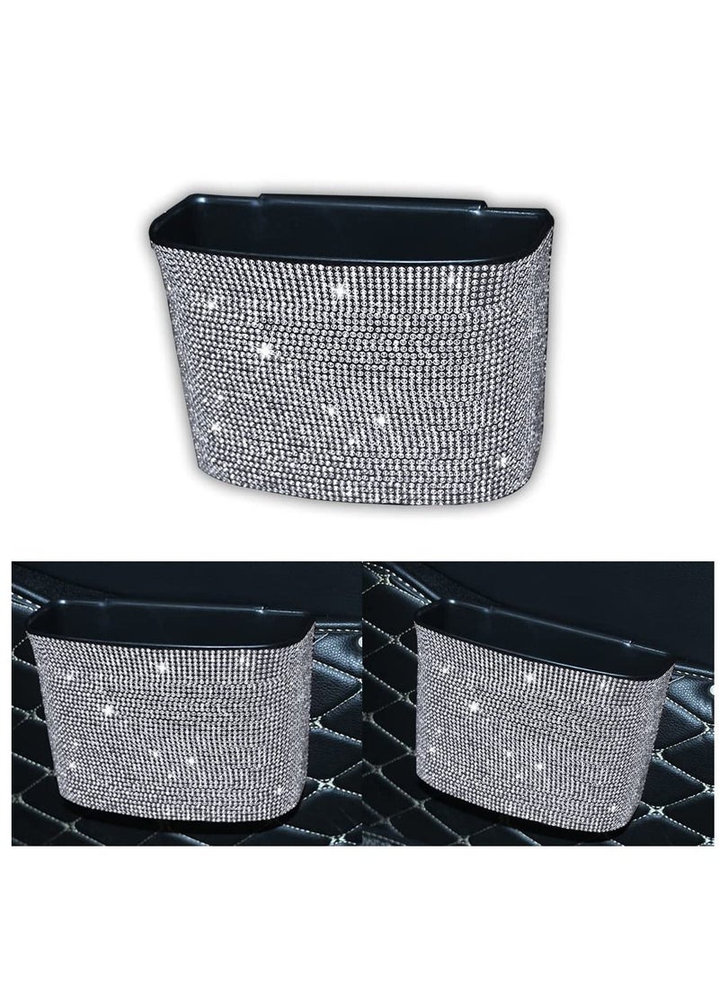 Excefore Car Trash Can, Hanging Wastebasket with Sparkling Rhinestones,  for Desk Car small-trash Portable Mini Dustbin, Vehicle Litter Storage Accessories, Office Kitchen Home  - Image 2