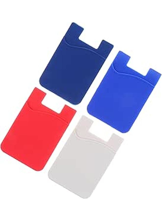 4Pcs Adhesive Silicone Phone Pocket Back Card Holder Stickers Random Colors - Image 1