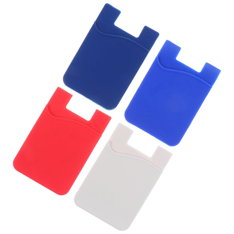 4Pcs Adhesive Silicone Phone Pocket Back Card Holder Stickers Random Colors - Image 2