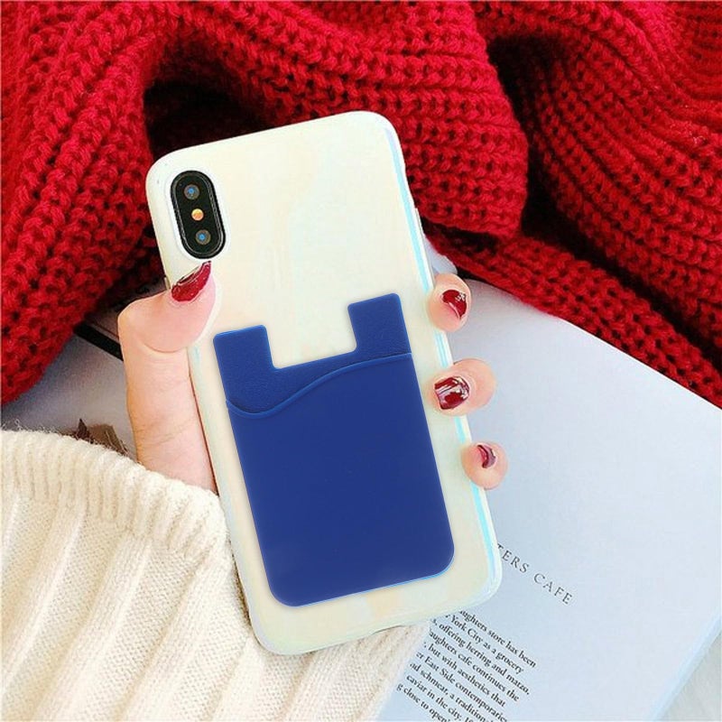 4Pcs Adhesive Silicone Phone Pocket Back Card Holder Stickers Random Colors - Image 4