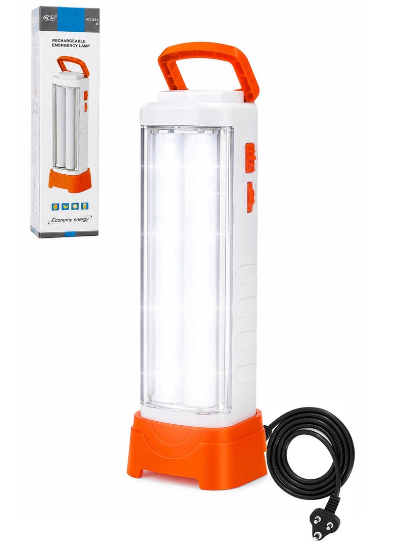 مصباح LED طوارئ قابل لإعادة الشحن مع ضوء أنبوب مزدوج - فانوس تخييم محمول مع شحن AC/DC أوضاع قوية وضعيفة للاستخدام المنزلي والخارجي والطوارئ - Image 1