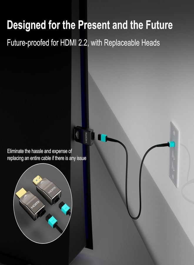 RUIPRO 8K Detachable Pure Fiber Optic Armored HDMI 2.1 Cable 3FT, Ultra High Speed 48Gbps, Support 8K@60Hz 4K@120Hz, Dynamic HDR, eARC, Compatible with PS5/Xbox/HDTV/Blu-ray/Monitor/Projector - Image 4