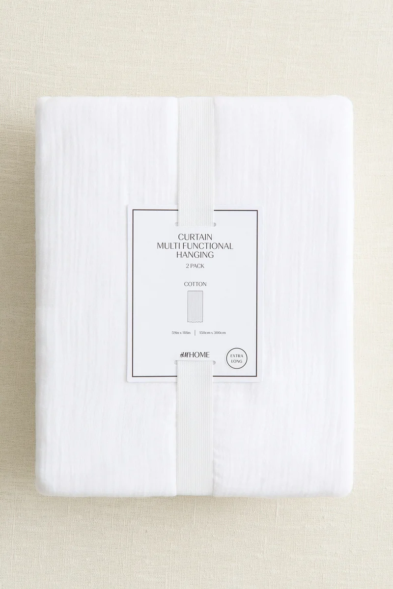 اتش اند ام ستائر موسلين طويلة - عبوة من قطعتين