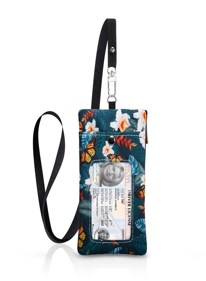 XEYOU Small Womens Wallet with ID Window Minimalist Badge Holder with Side Zip Pocket, Multiple Card Slots with Neck Lanyard for Office Staffs, Teachers/Students, Couriers, Workers - Image 1