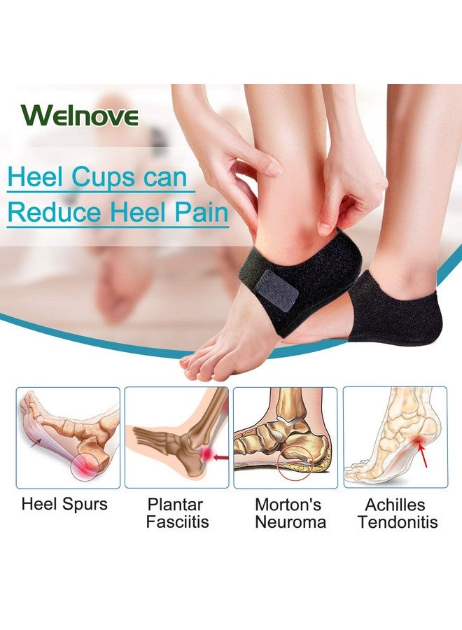 Welnove 2Pcs Heel Protectors, Heel Pads, Heel Support For Heel Pain From Plantar Fasciitis Heel Spur Tendinitis Cracked Heels (Women Sizes: 614. Men Sizes 713Black)  - Image 3