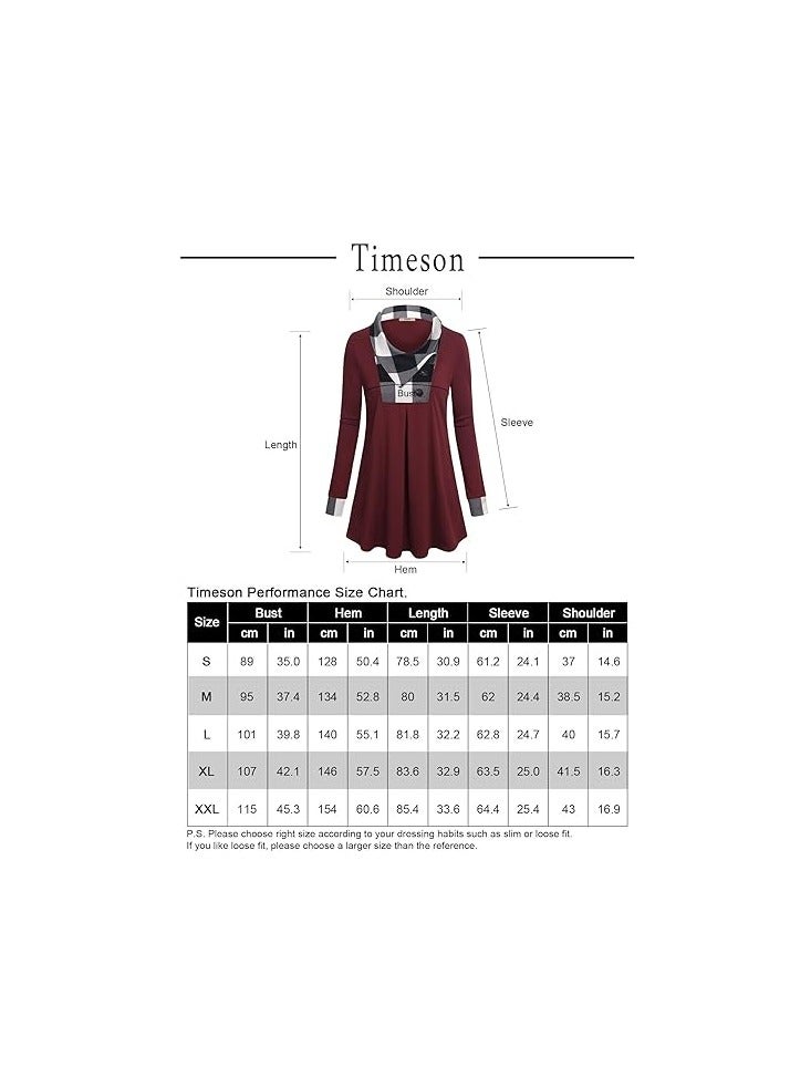 Women's Long Sleeve Button Lapel Pullover Tunic Swing Sweatshirt  - Image 2