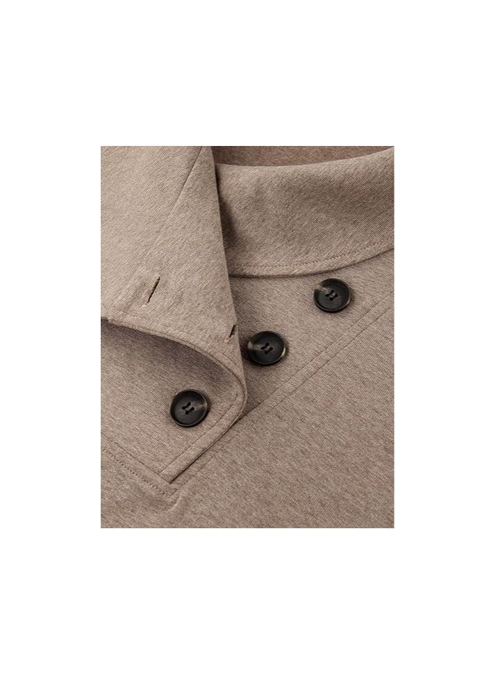 Women's Long Sleeve Button Lapel Pullover Tunic Swing Sweatshirt  - Image 4