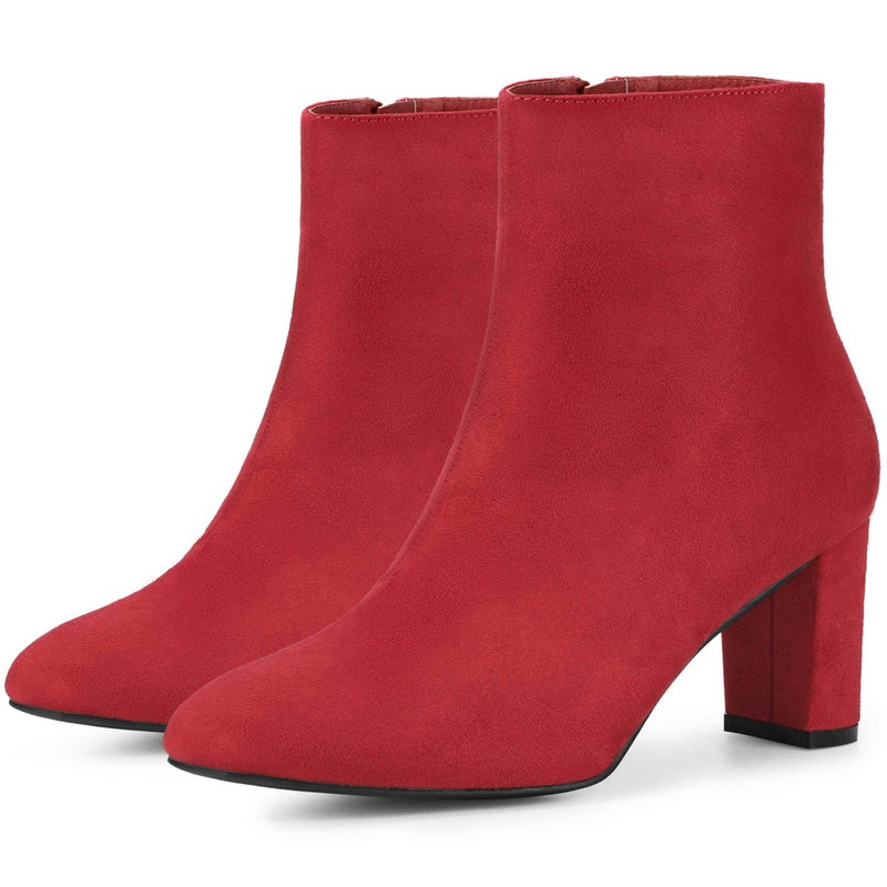 Perphy Square Toe Ankle Boot Chunky Heels Red Boots for Women 7 M US