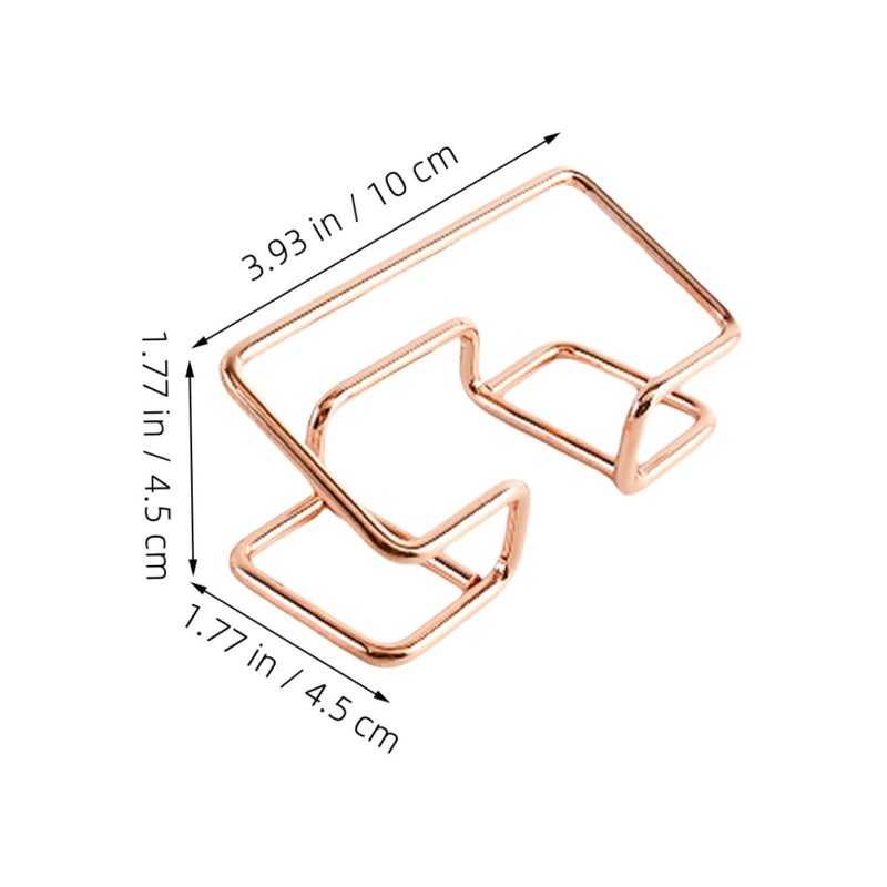 Rose Gold Metal Business Card Holder Stand Desk Display Rack Organizer Office Reception - Image 3