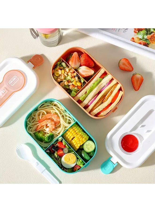 Large Capacity Blue Japanese Bento Box With Dipping Sauce Compartment Microwave Safe - Image 5