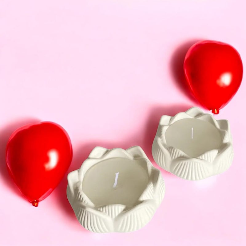 Itisha Treendzs Itisha Treendzs Lotus Shaped Scented Soy Candle Reuse as a Candle Holders White Resin Set of 2  - Image 2