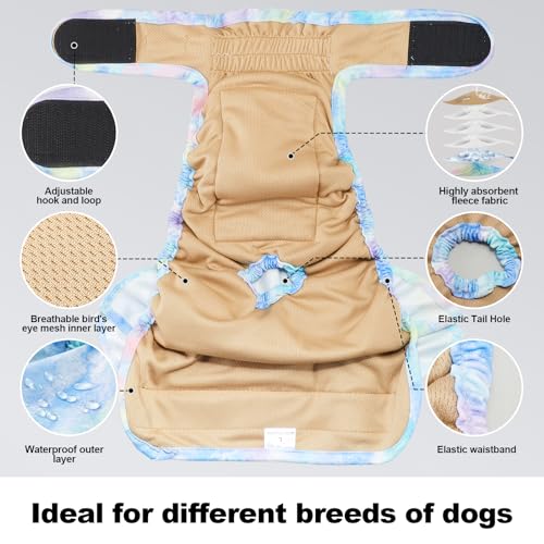VUNCESSIN Reusable Dog Diapers Female Washable, Premium Doggie Diaper for Dogs, Pack of 3, Highly Absorbent Extra Large Dog Diaper for Heat, Incontinence and Puppy Training(XL) - Image 5