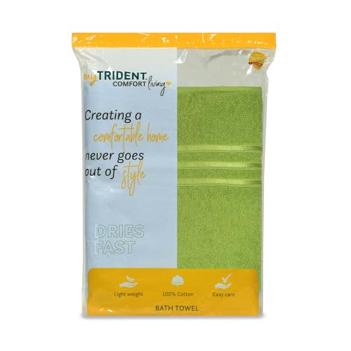 MYTRIDENT Bath Towel for Men/Women | Comfort Living | Quick Drying | Travel Friendly | 1 Piece Large Size | 100% Cotton 400 GSM | 70 x 140 cm - Lime Green - Image 4