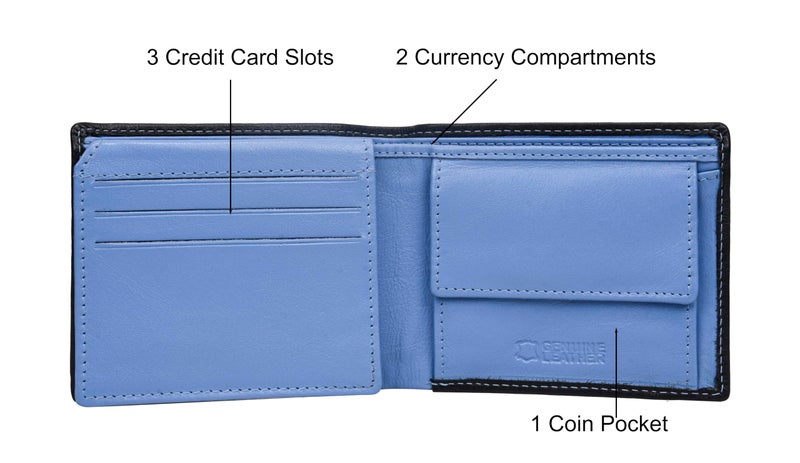 Eagle Crest Kolt Blue/Light Blue Leather Wallet for Men - Image 3