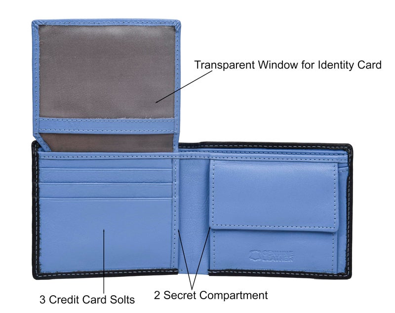 Eagle Crest Kolt Blue/Light Blue Leather Wallet for Men - Image 4