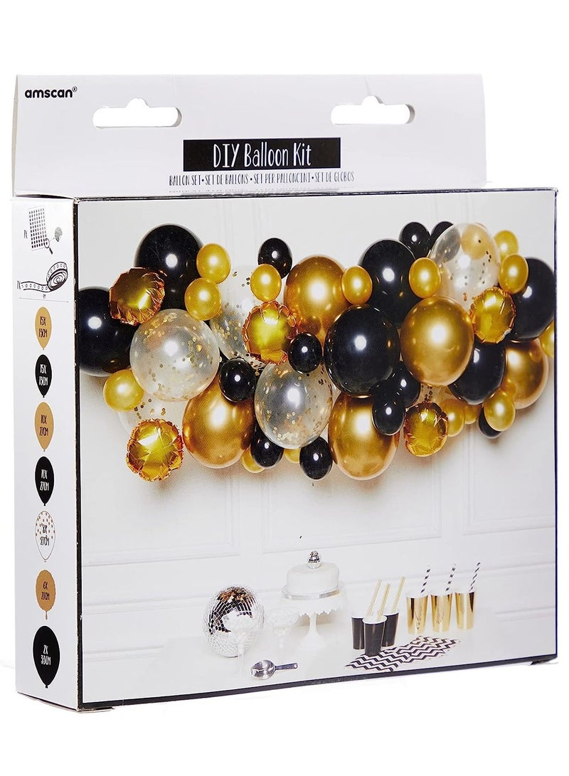 Amscan Black, Gold and Silver DIY Latex Balloon Arch Garland Kit - 66 Pieces, 4m Balloon Decorations for Birthday, Wedding, Baby Shower, Bridal Shower - Image 2
