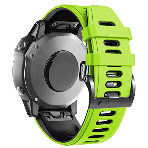ANCOOL for Fenix 6X Pro Watch Band/Fenix 5X Watch Band/Fenix 7X Watch Band 26MM Silicone Watch Band for Fenix 8 51mm/6X/5X Plus/7X Pro(Green-Black) - Image 1