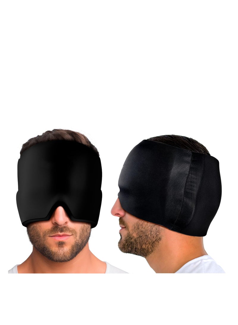 خاجول قبعة تخفيف الصداع النصفي من ، قناع جل تبريد للوجه لتخفيف الصداع النصفي، قناع جل تبريد للوجه للتوتر والتوتر والصداع (أسود) - Image 4