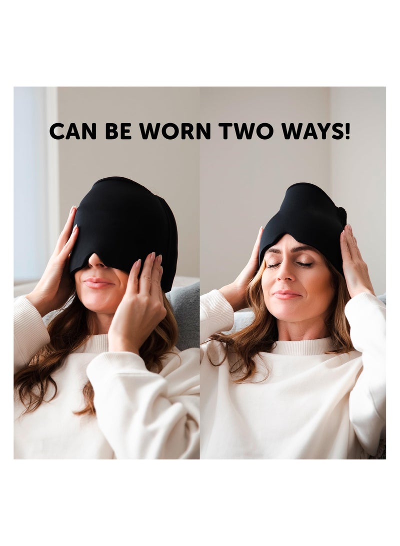 خاجول قبعة تخفيف الصداع النصفي من ، قناع جل تبريد للوجه لتخفيف الصداع النصفي، قناع جل تبريد للوجه للتوتر والتوتر والصداع (أسود) - Image 5