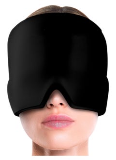 KHAJUL Migraine Relief Cap, Soothing Headache Hat Ice Pack Mask, Face Cold Compress Cooling Gel Head Wrap Products for Tension (Black)  - Image 1