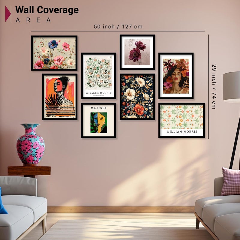 HOTHOUSE Floral Paintings Modern Art Framed Wall Painting for Living Room Bedroom Wall PostersPaintings with Frame Painting for Living Room Bedroom Office Room Decor Nature Wall Art Painting for Wall Decoration Floral Wall Frames Set Of 8 Art 3 Small 10x13 or 10X10 inch Brown - Image 2