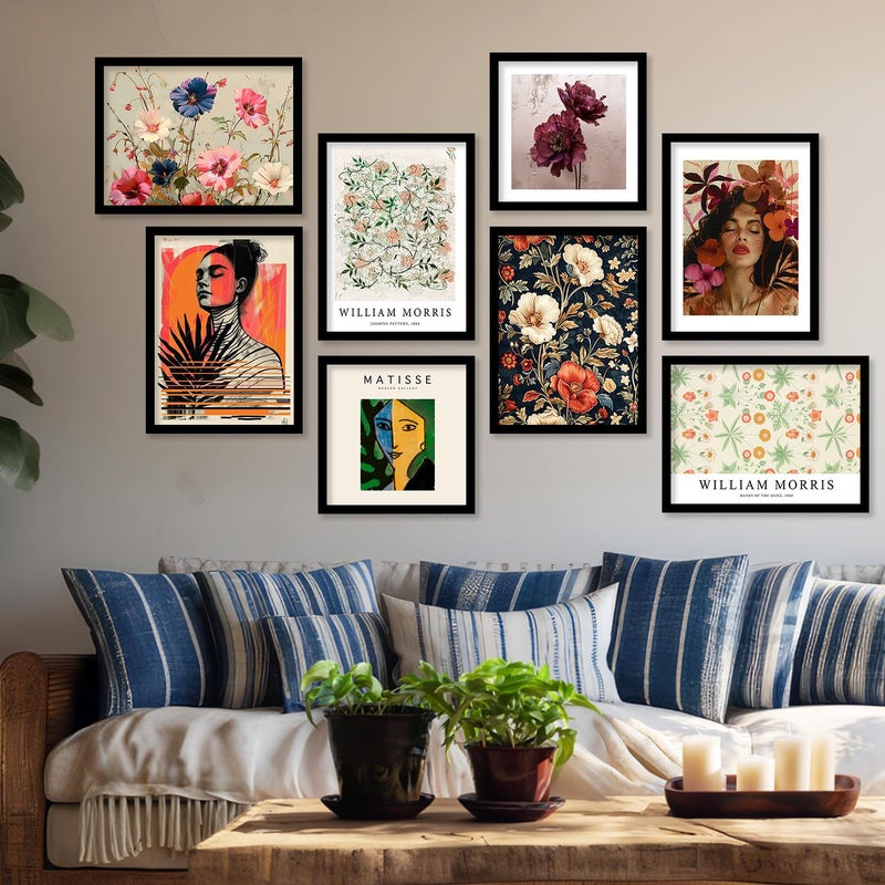 HOTHOUSE Floral Paintings Modern Art Framed Wall Painting for Living Room Bedroom Wall PostersPaintings with Frame Painting for Living Room Bedroom Office Room Decor Nature Wall Art Painting for Wall Decoration Floral Wall Frames Set Of 8 Art 3 Small 10x13 or 10X10 inch Brown - Image 5