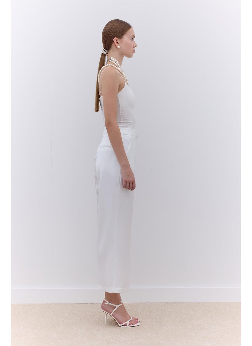 Manuka Satin Straight Leg Trousers Ecru  - Image 3