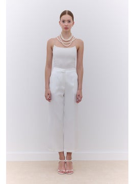 Manuka Satin Straight Leg Trousers Ecru  - Image 2