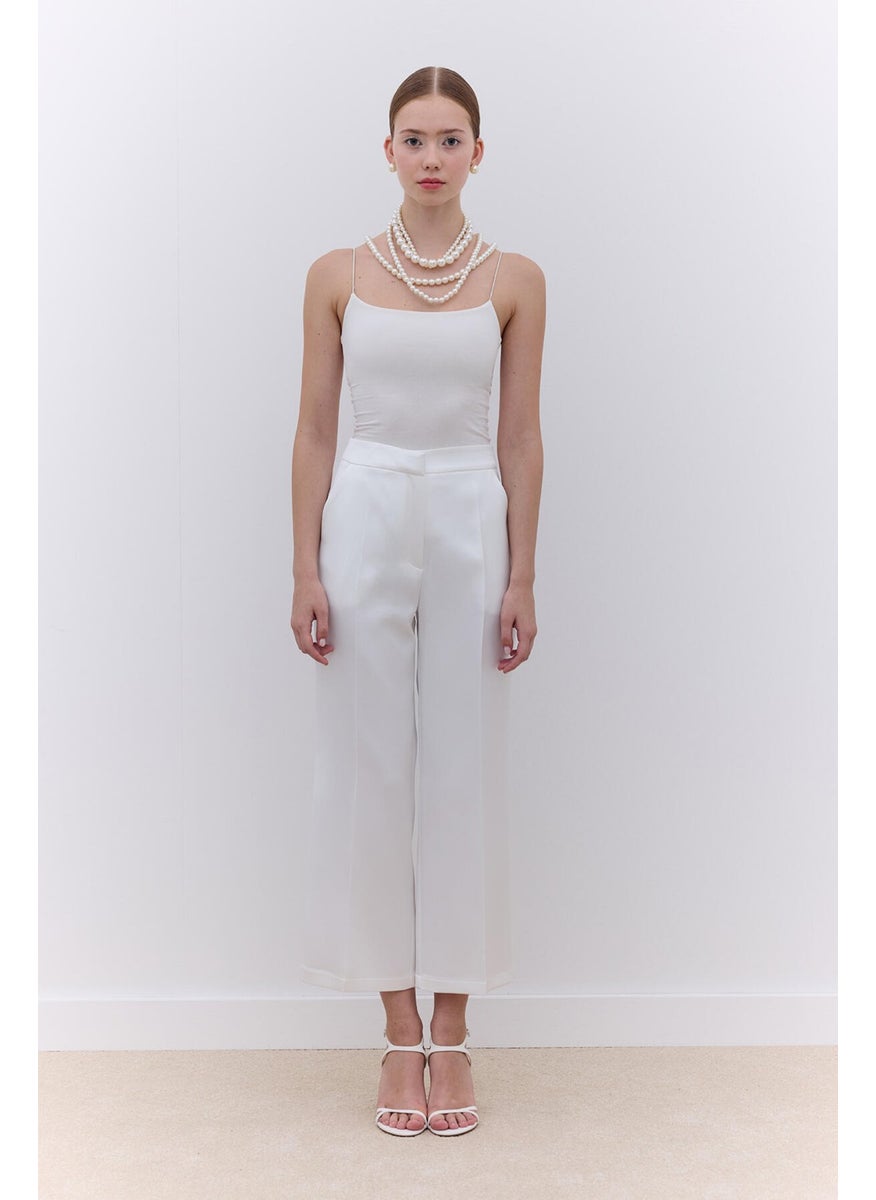 Manuka Satin Straight Leg Trousers Ecru  - Image 2