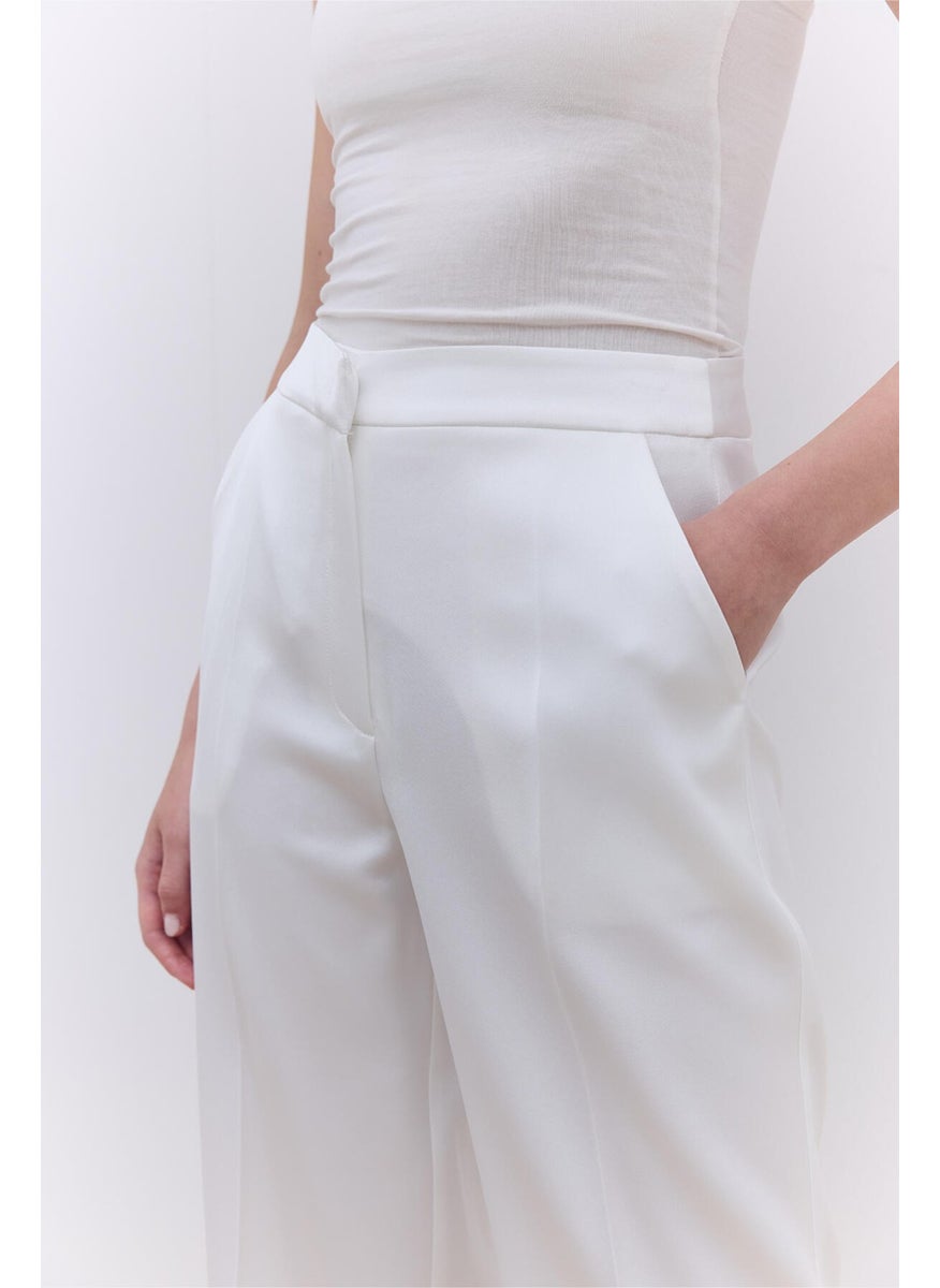 Manuka Satin Straight Leg Trousers Ecru  - Image 5