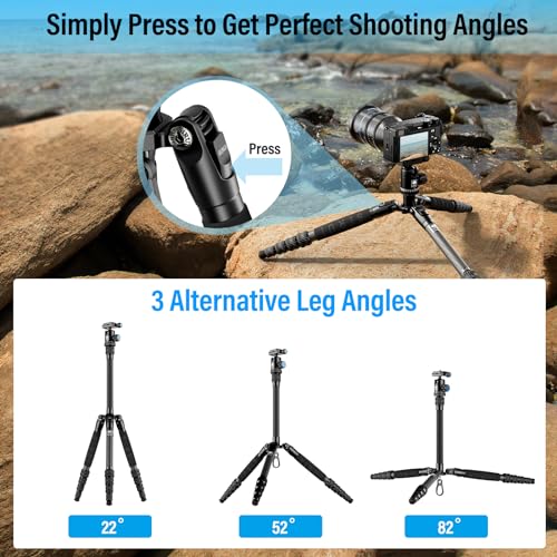 Sirui Compact Traveler 5C Tripod 54.3 inches Lightweight Carbon Fiber Travel Tripod for Camera with 360° Panorama Ball Head for Arca Swiss Quick Release Plate, Max Load 8.8lbs - Image 4