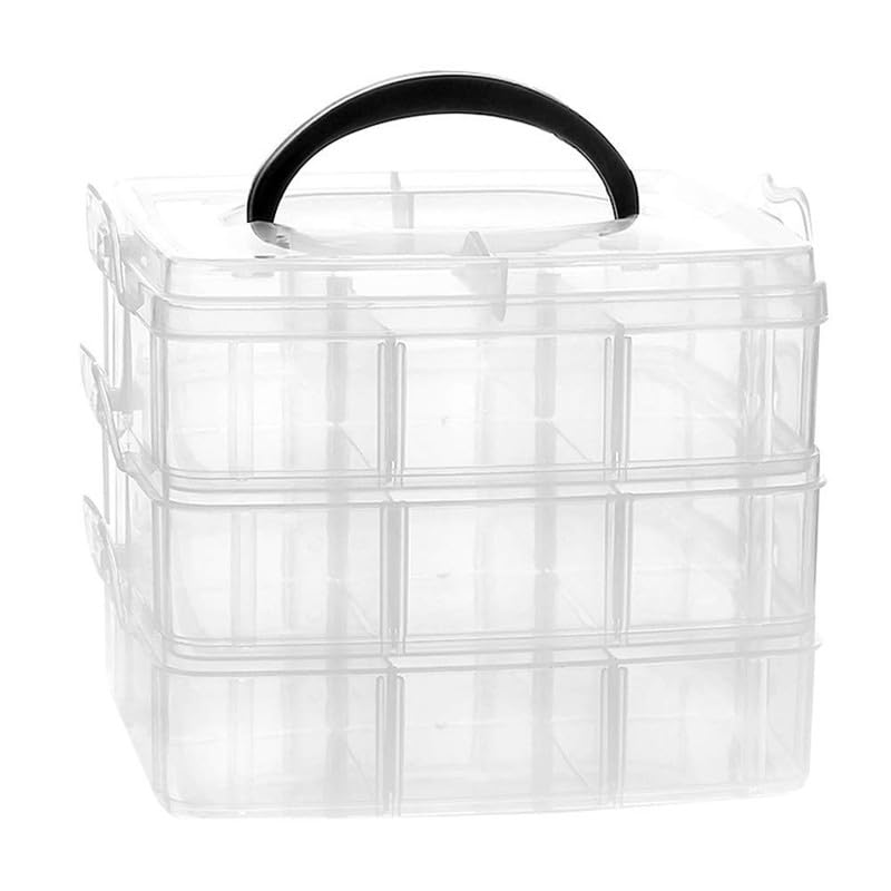 Anshri Jewellery Organisers 18 Grid Plastic 3 Layer Transparent Storage Square Portable Square Portable - Image 1