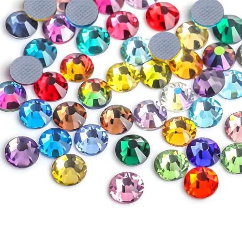 Kzkcy Hotfix Rhinestones Flatback Glass Rhinestone 288PCS SS30 5862MM Round Gems for Nails Art Glitter Crystals Stone DIY Bags Clothes Shoes Mixed Colors - Image 1