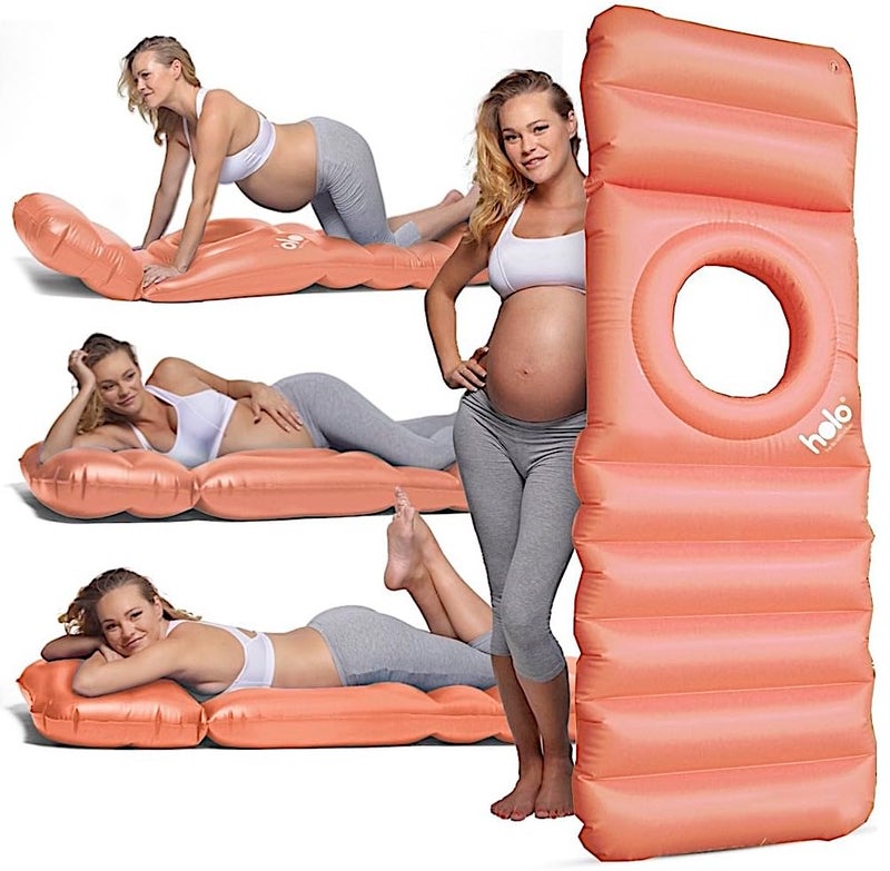 HOLO HOLO The Original Inflatable Pregnancy Pillow Full Body Maternity AirbedFloat with Hole for Tummy for Ultimate Sleeping Support Comfort Say Goodbye to Pregnancy Related Aches Pains Peach