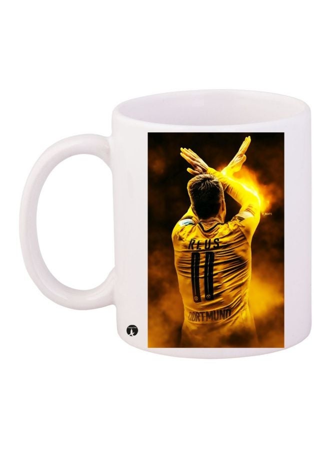 RYN Marco Reus Printed Coffee Mug White/Yellow/Brown 11ounce