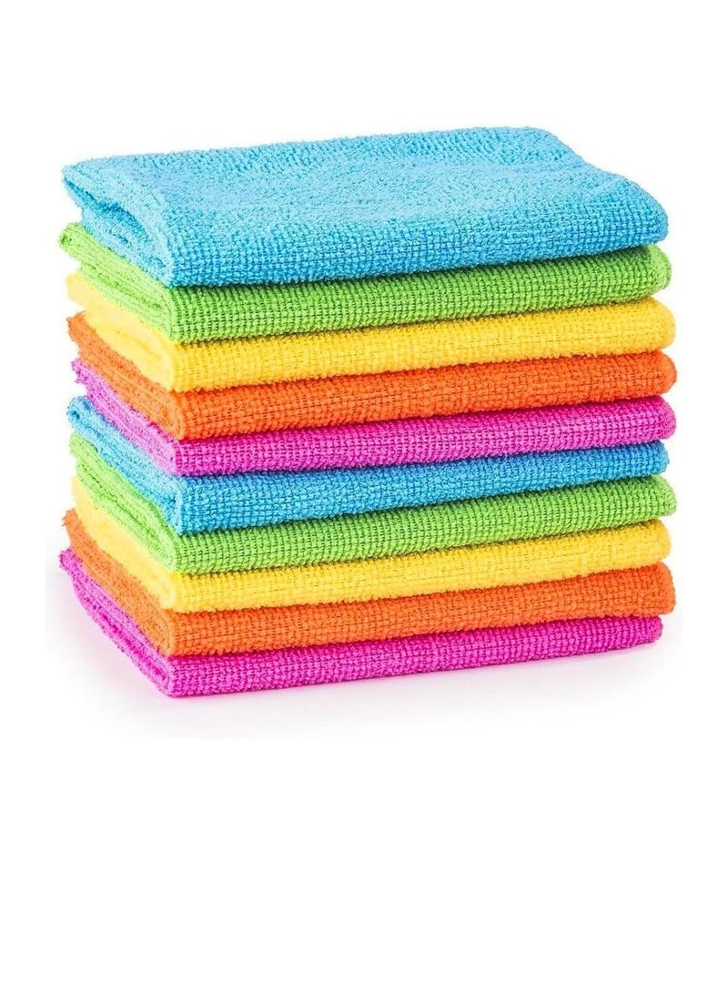 Genzy Microfibre Cleaning Cloth Dusters Car Bathroom Polish Towels (10 Pieces), Multi-coloured - Image 1