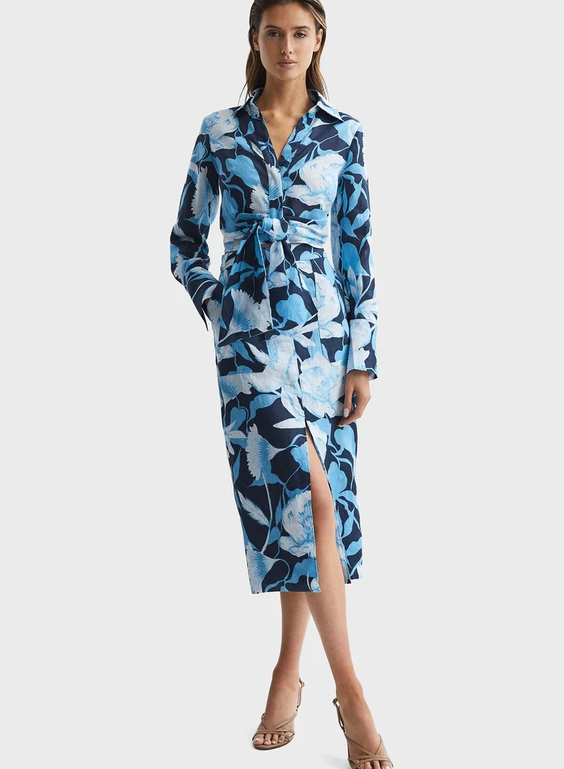 REISS High Waist Floral Printed Skirt
