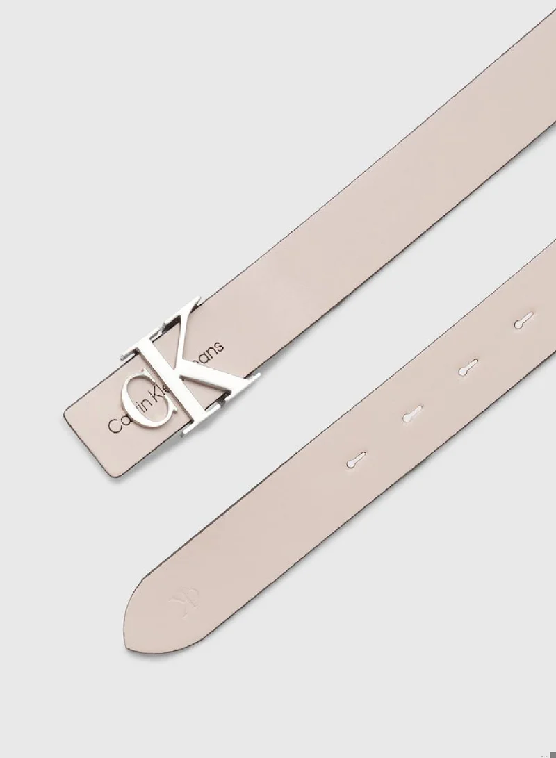 CALVIN KLEIN Women's Monogram Logo Fixed Belt 30mm -  smooth leather, Pink