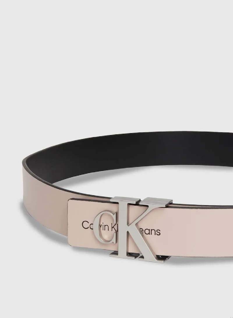 CALVIN KLEIN Women's Monogram Logo Fixed Belt 30mm -  smooth leather, Pink