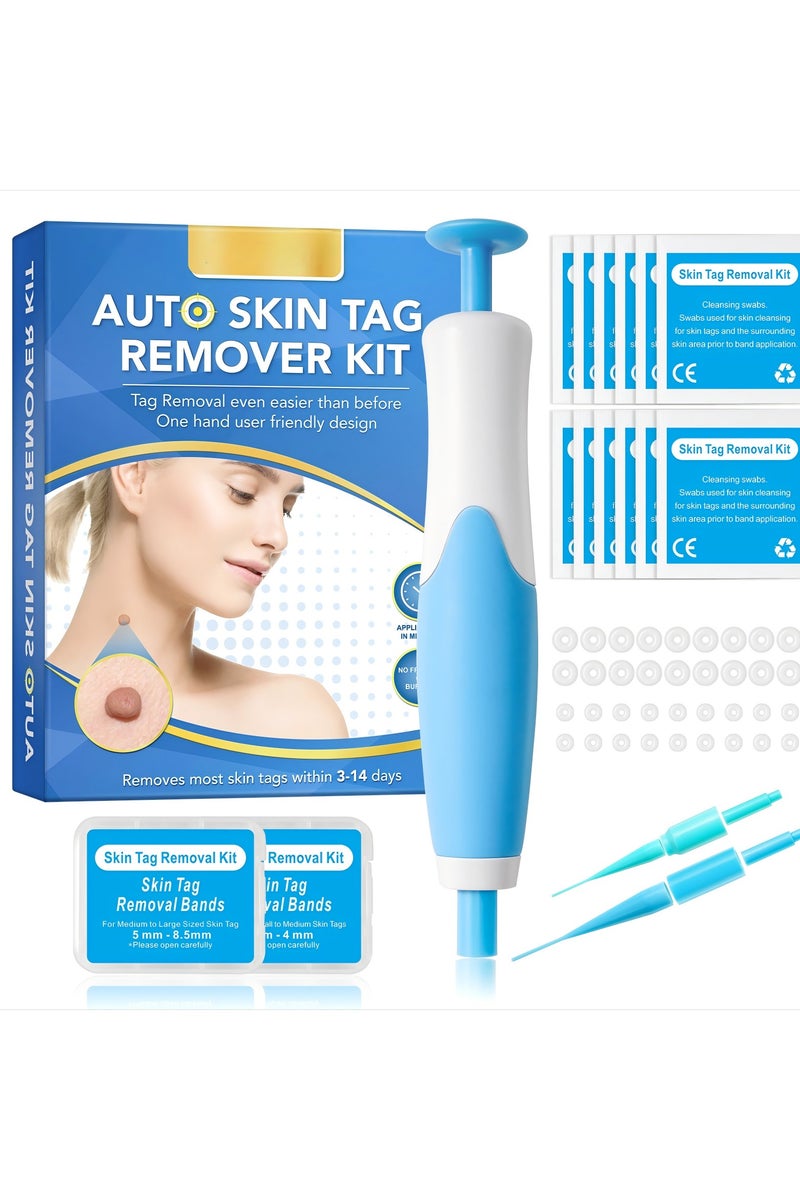 Skin Tag Removal Tool Kit Painless Skin Tag Removal Acne Wart Remover Handpiece with Cleansing Pads Facial Skin Care Tool Blue - Image 1