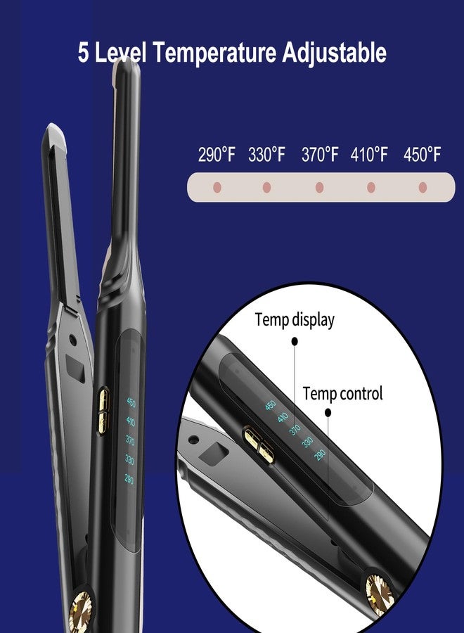 Mvxitanny Pencil Flat Iron 3/10'' Small Flat Irons for Short Hair,Pixie Cut & Bangs,Hair Straightener for Edge with LED Display,Travel Mini Hair Straightener with Dual Voltage,Auto Shut Off（Black） - Image 5