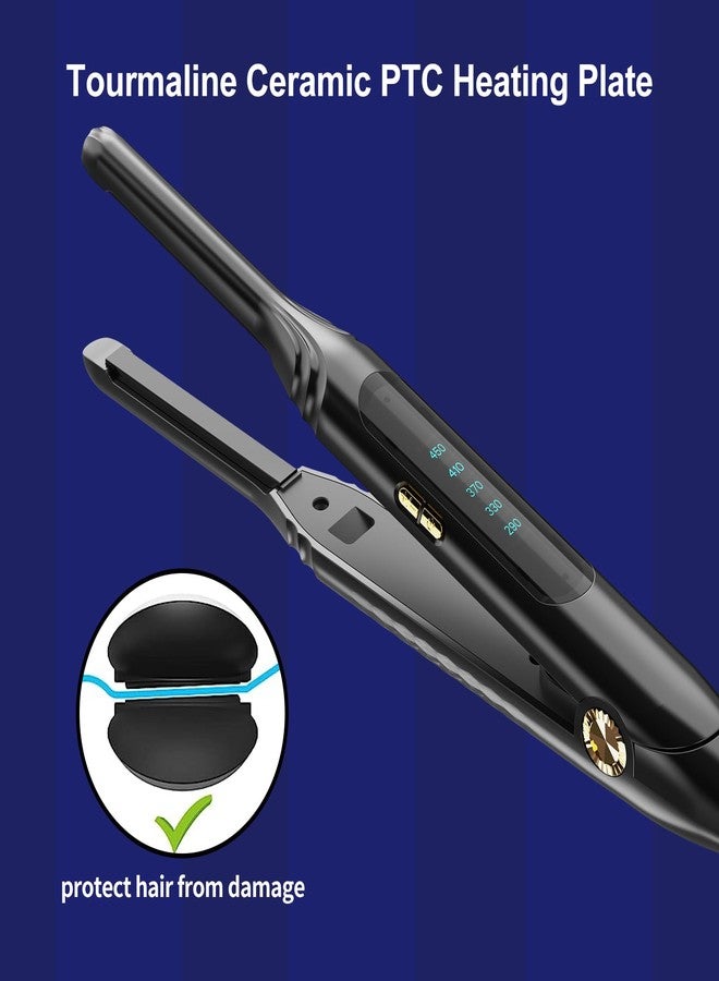 Mvxitanny Pencil Flat Iron 3/10'' Small Flat Irons for Short Hair,Pixie Cut & Bangs,Hair Straightener for Edge with LED Display,Travel Mini Hair Straightener with Dual Voltage,Auto Shut Off（Black） - Image 3