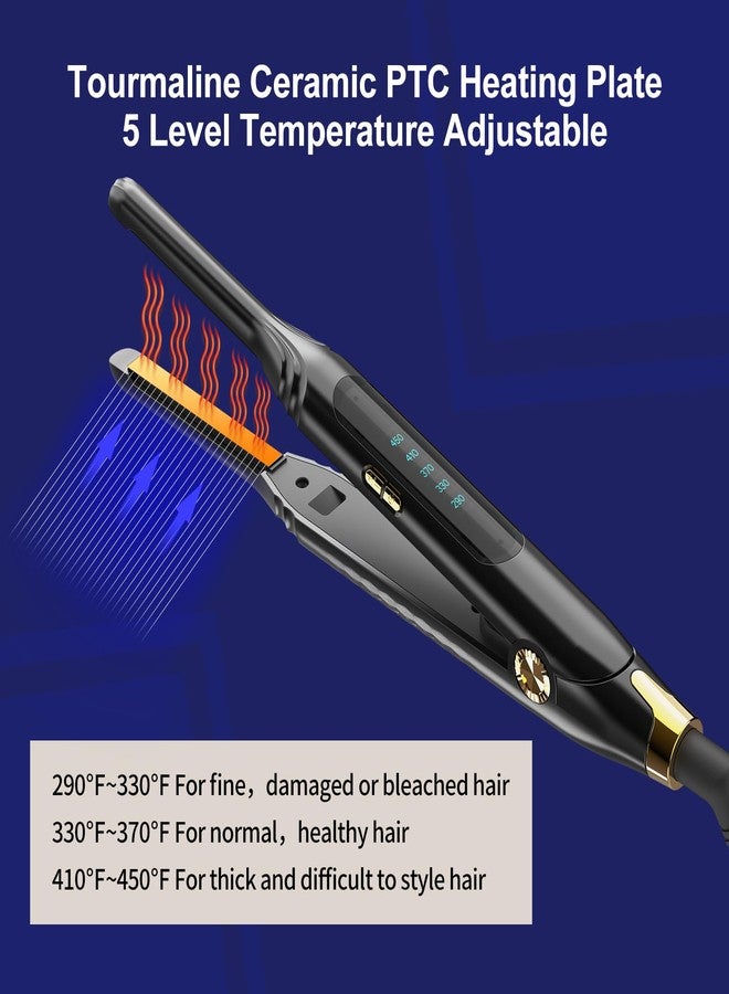 Mvxitanny Pencil Flat Iron 3/10'' Small Flat Irons for Short Hair,Pixie Cut & Bangs,Hair Straightener for Edge with LED Display,Travel Mini Hair Straightener with Dual Voltage,Auto Shut Off（Black） - Image 4