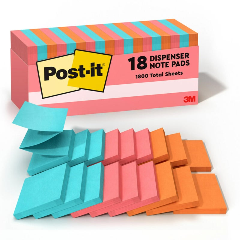 Post It Post-it Pop-up Notes, 3x3 in, 18 Pads, America's #1 Favorite Sticky Notes, Poptimistic Collection, Bright Colors (Pink, Orange, Blue), Clean Removal, Recyclable (R330-18CTCP) - Image 1