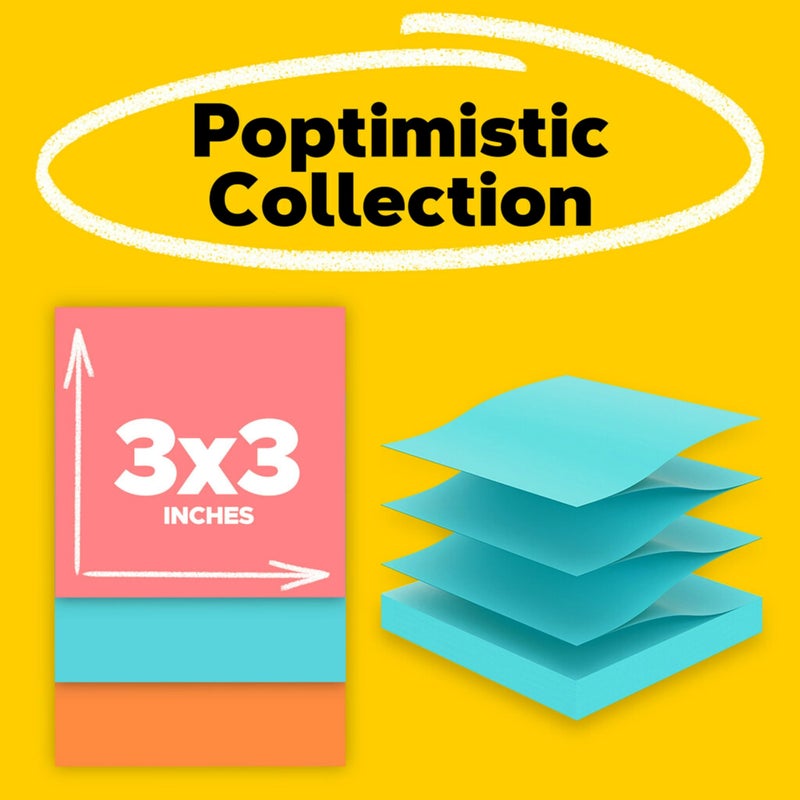 Post It Post-it Pop-up Notes, 3x3 in, 18 Pads, America's #1 Favorite Sticky Notes, Poptimistic Collection, Bright Colors (Pink, Orange, Blue), Clean Removal, Recyclable (R330-18CTCP) - Image 2