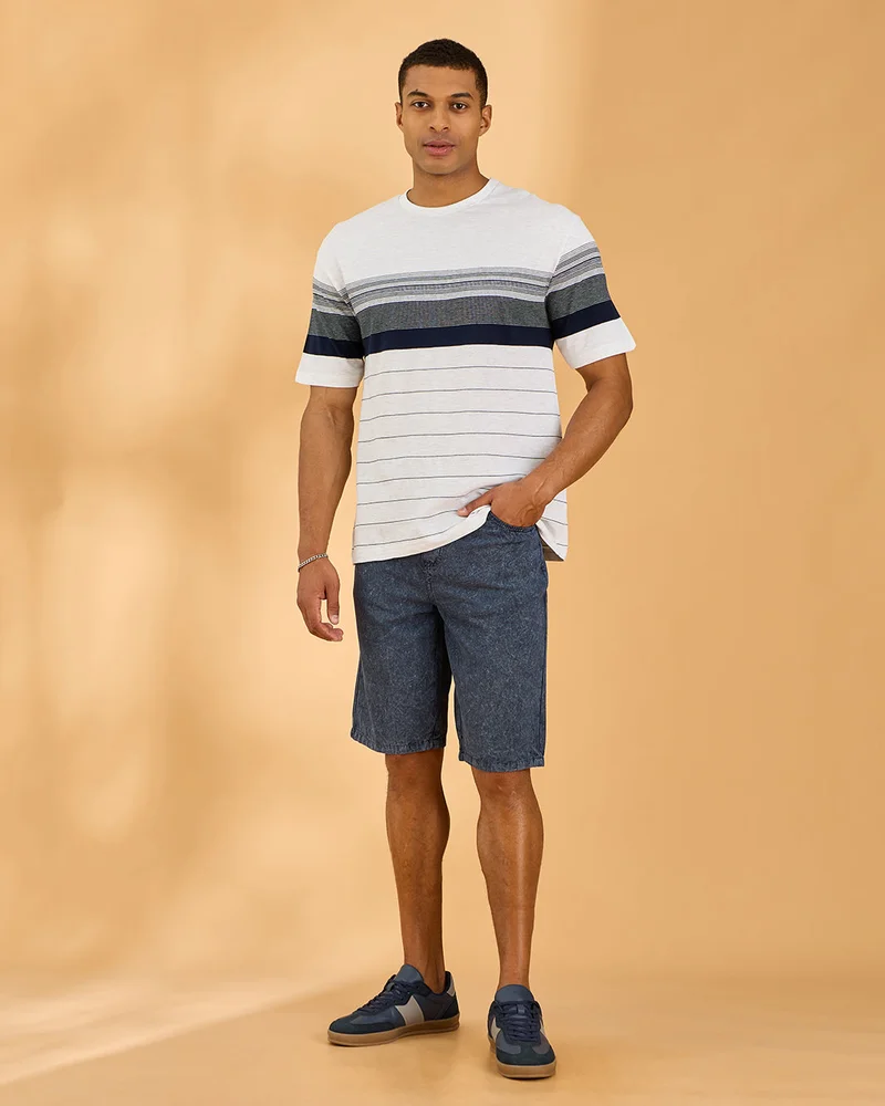 Redtag Men Navy Plain Pull-On Shorts