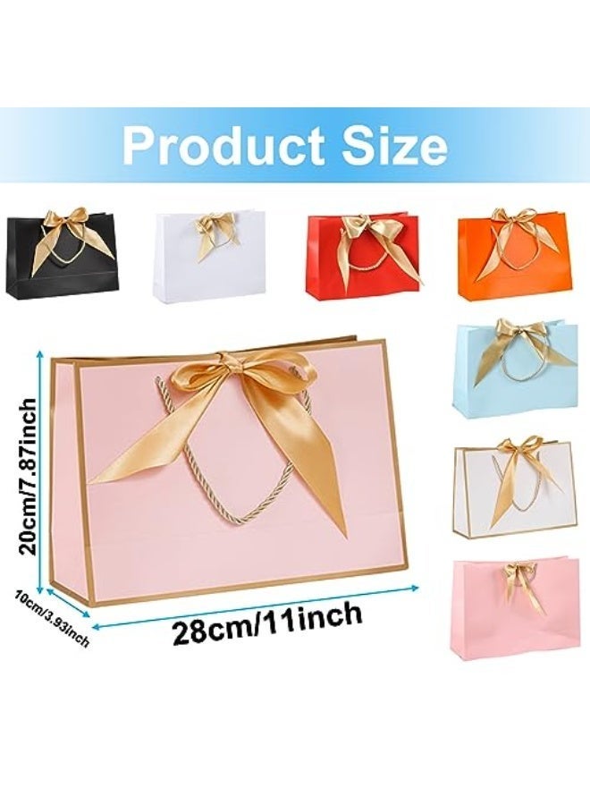 8Pcs Gift Bags, 28 x 20 x 10 cm Favor Bags, with Handles and Bow Ribbon, Waterproof Colorful Paper Gift Bags, for Baby Shower, Birthday, Wedding, Party, Festival, Holiday (8-Piece) - Image 2