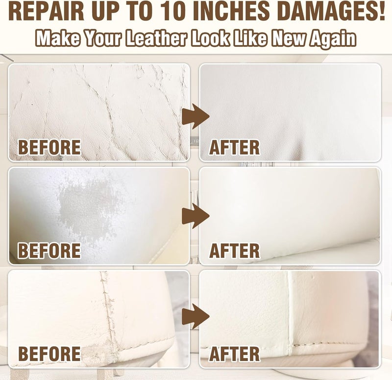 Vigorder Cream Leather Repair Kit for Furniture, Vinyl Repair Kit for Car Interior, Sofa, Purse and Jacket, Restore Any Material with Super Easy Instructions to Fix Scratches, Tears, Holes, Peeling - Image 3